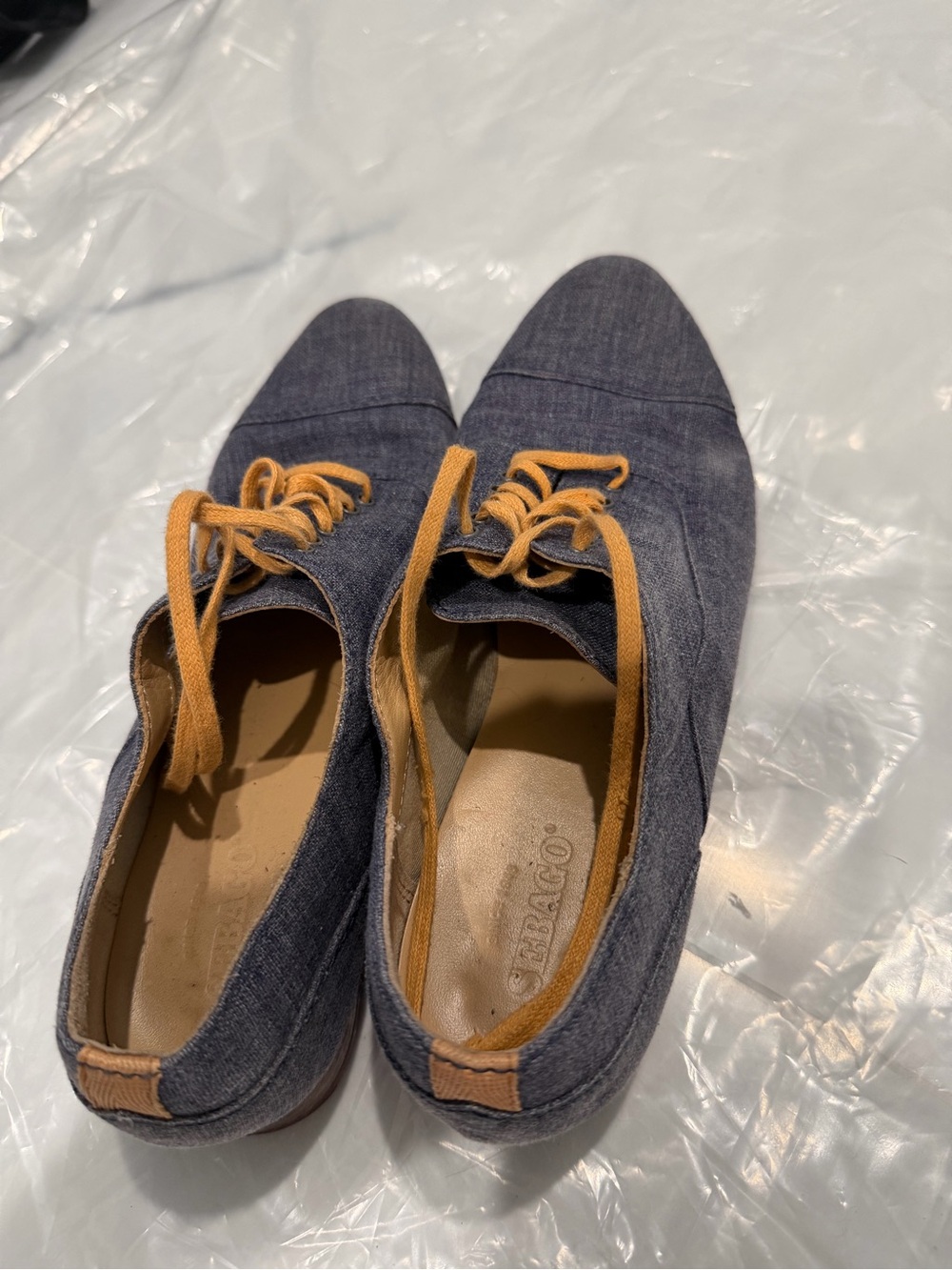 Sebago Blue Canvas Lace-Up Shoes with Tan Trim